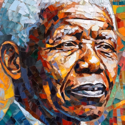 Mosaïque artistique du portrait de Nelson Mandela