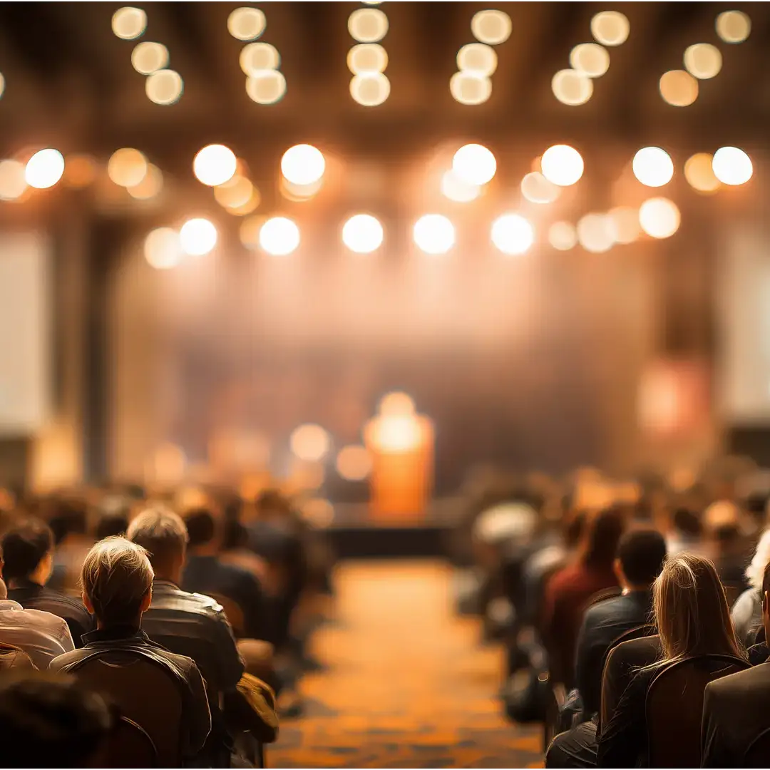 Illuminated auditorium during a conference