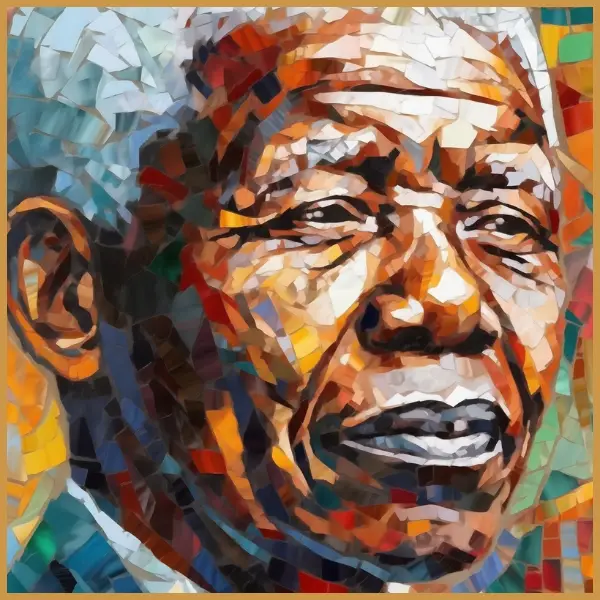 Mosaic portrait evoking the "Je ne perds jamais" spirit